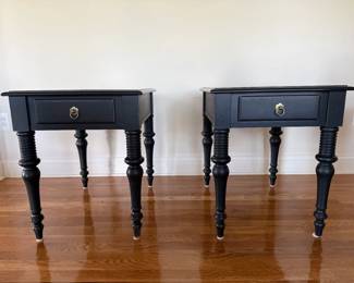 Ethan Allen British Classics Mitchell End Table: Finish: Dark/Black painted finish | Maple | 27.5"L x 20"W x 24"H 1 drawer