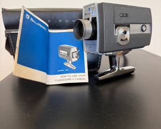 Viintage Bell & Howell Filmosound 8 Model 436 Movie Camera, Case and Manual | Great collector display piece for vintage photography, film or mid-century enthusiasts