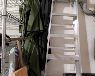 Ladder and outdoor umbrella