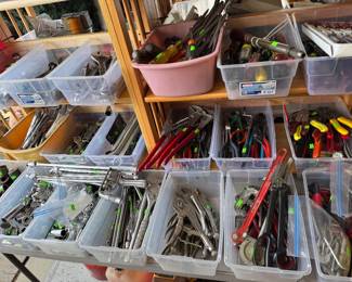 vise grips, pliers, sockets, wire cutters, screwdrivers etc.