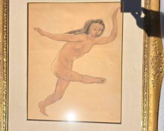Auguste Rodin (French, 1840–1917), “Dancing Nude,” original watercolor and graphite on paper, signed “Rodin.” Documented Freeman’s 2001 auction provenance from the William Randolph Hearst Collection, with accompanying 2022 appraisal documentation. Approx. 23 x 17 3/4 in.