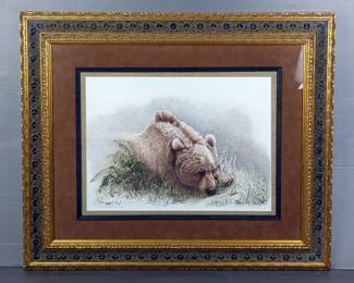  Sherry Steele 'Sentimental Journey' Signed Print, Dated 4/1/02, Framed And Double Matted Under Glass, 27.25"x32.75"