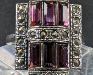 Sterling Silver And Purple Gemstone Ring, 925 Silver
