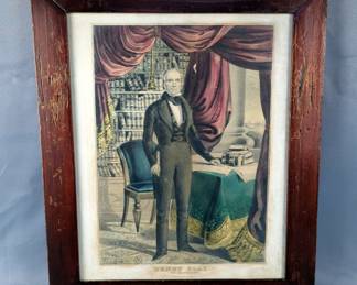Colored Lithograph Of Henry Clay Of Kentucky, In Wood Frame, 16.5" x 14"