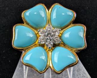 Sterling Silver, Turquoise, And Gemstone Ring, 925 Silver