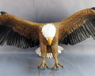  Bald Eagle Wall Hanging Sculpture Figurine, Approx 11" x 28" 10"