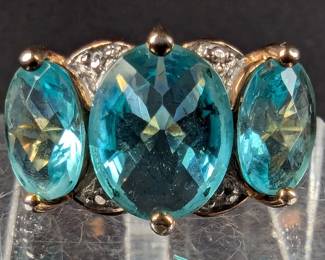Sterling Silver And Blue Gemstone Ring, 925 Silver,