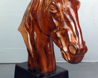 Bombay Company Resin Horse Head Bust Sculpture On Stand, Approx 14" x 4" x 11"
