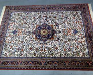 Floral Wool Woven Area Rug, Approx 12" x 8" 