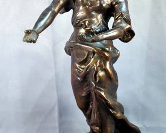 Antique French Art Nouveau Bronze Sculpture "Diane" By Ernest Rancoulet, 19th Century, Approx 18.5" 