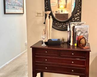 Mahogany Console Table with 4 Storage Drawers