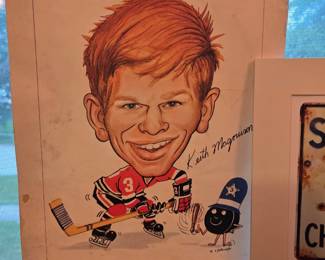 Robert Pelkowski, Caricature Print of Chicago Blackhawks defenseman Keith Magnuson
