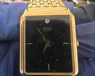 SEIKO Quartz Dress Watch with Diamond Accent