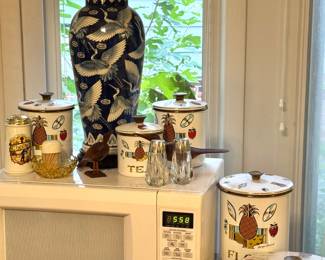 Georges Briard "Ambrosia" MCM Enamelware Canister Set