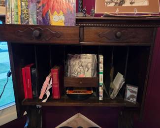 Mahogany Mail Sorting Station with Pull Out Drawers