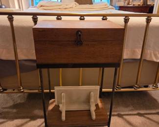 Georgian-style Wood Box/Accent Chest on Wrought Iron Stand