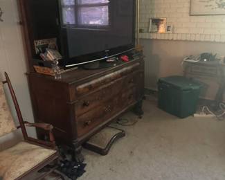 Samsung Flat-Screen TV, Wood Dresser, Upholstered Rocking Chair, Floor Lamp & Home Furnishings