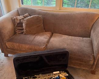 Brown Camelback Settee