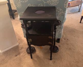 Antique Smoking Table/Humidor with Removable Ashtray Stands and Tin-lined Interior
