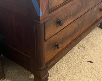 Flamed Mahogany Clawfoot Dresser with Mirror