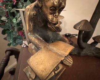 Darwin's Thinking Monkey Bronze Sculpture/Bookend