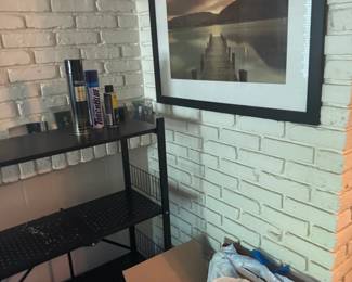 1. Framed Landscape Photography, Modern Metal Shelving & Home Décor