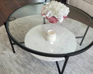 Matching Ashley Glass Top Coffee table, Round End Tables, Accent Table