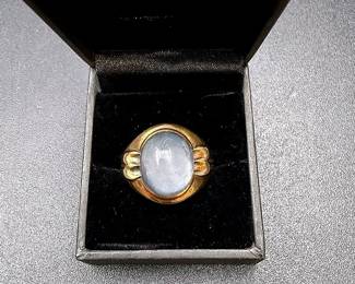 Men’s 10k Gold Ring With Domed Frosted Glass Stone