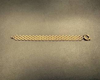14K Italian Yellow Gold Panther Chain Bracelet