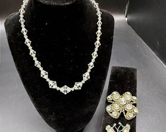 Sparkly Jewelry Featuring A Vintage Rhinestone Maltese Cross Brooch