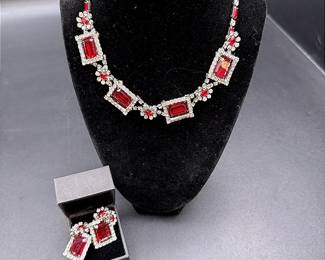 Hollywood Glam Faux Rubies And Rhinestones Set by Kramer Of New York