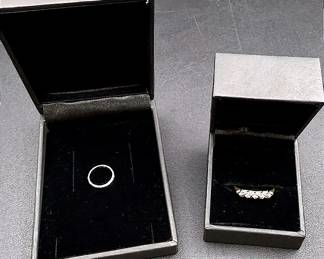 14k Gold Band With 5 Clear Stones & A 10k White Gold Infant Ring