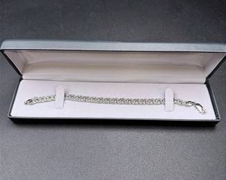 14K Italian White Gold Double Bismarck Link Bracelet