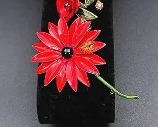 Flower Power Lot Featuring A 1960's Flower With Ladybug "Original By Robert" Brooch