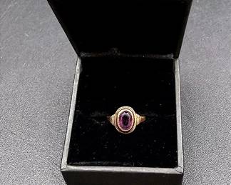 Dainty 10k Gold And Purple Stone Ring