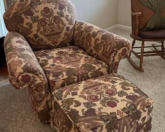 Thomasville Floral Upholstered Club Chair & Ottoman