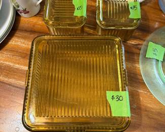 Antique rare amber “ice box” storage containers. 