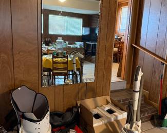 GOOD large beveled wall mirror. Heaters, vacuum, air purifiers