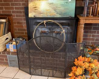 Painting, quilting hoop, screen.