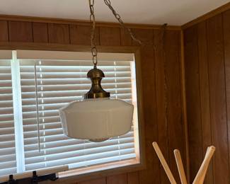 Vintage hanging school house light. Works!