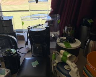 Small appliances, acrylic drink dispensers.