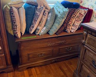 Cedar chest and $4 pillows. 