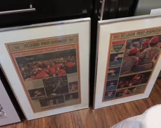Framed 1982 and freeway series newspaper articles