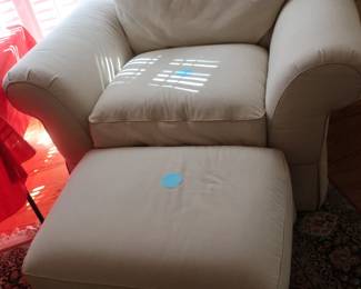 off white chair and hassock by Benchcraft 52" x 38"
