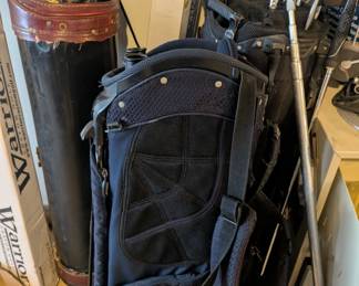 golf clubs and bags
