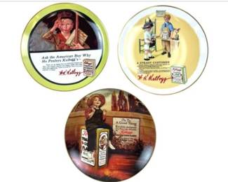 3 Vintage Kellogg's Corn Flakes Advertising Collector Plates