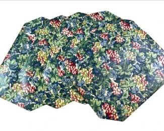 Vintage Western Textiles Vinyl Grape & Leaf Pattern Placemats