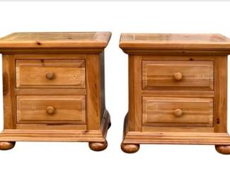 Broyhill Natural Wood Pine Nightstands With 2 Drawers