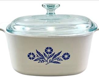 Vintage CorningWare Blue Flower Square Casserole Dish With Glass Lid