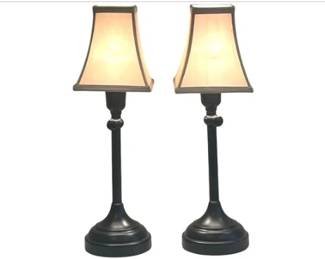 Pair Of Bronze Finished Accent Buffet Lamps